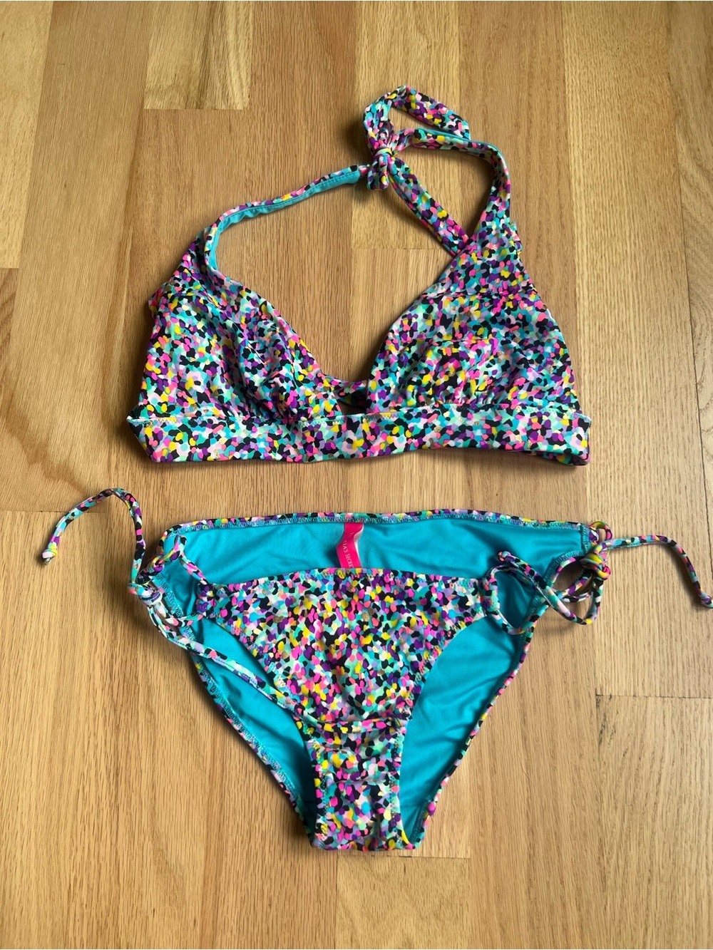 Colorful Confetti Print Bikini Set - Turquoise Lining Victoria’s Secret